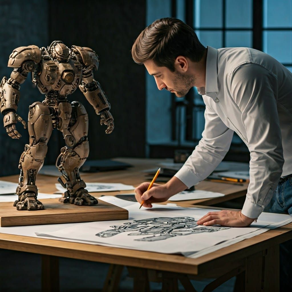 Engineer Designs Mechanical Warrior: Product Photography