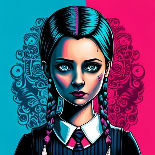Wednesday Addams in Abstract 3D Style