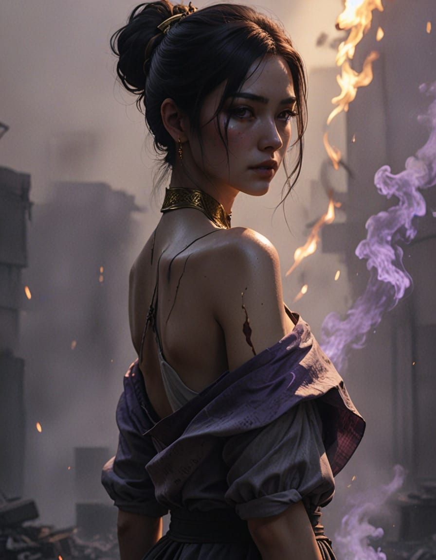 Woman in Dim Light Aftermath: Cinematic Anime Art