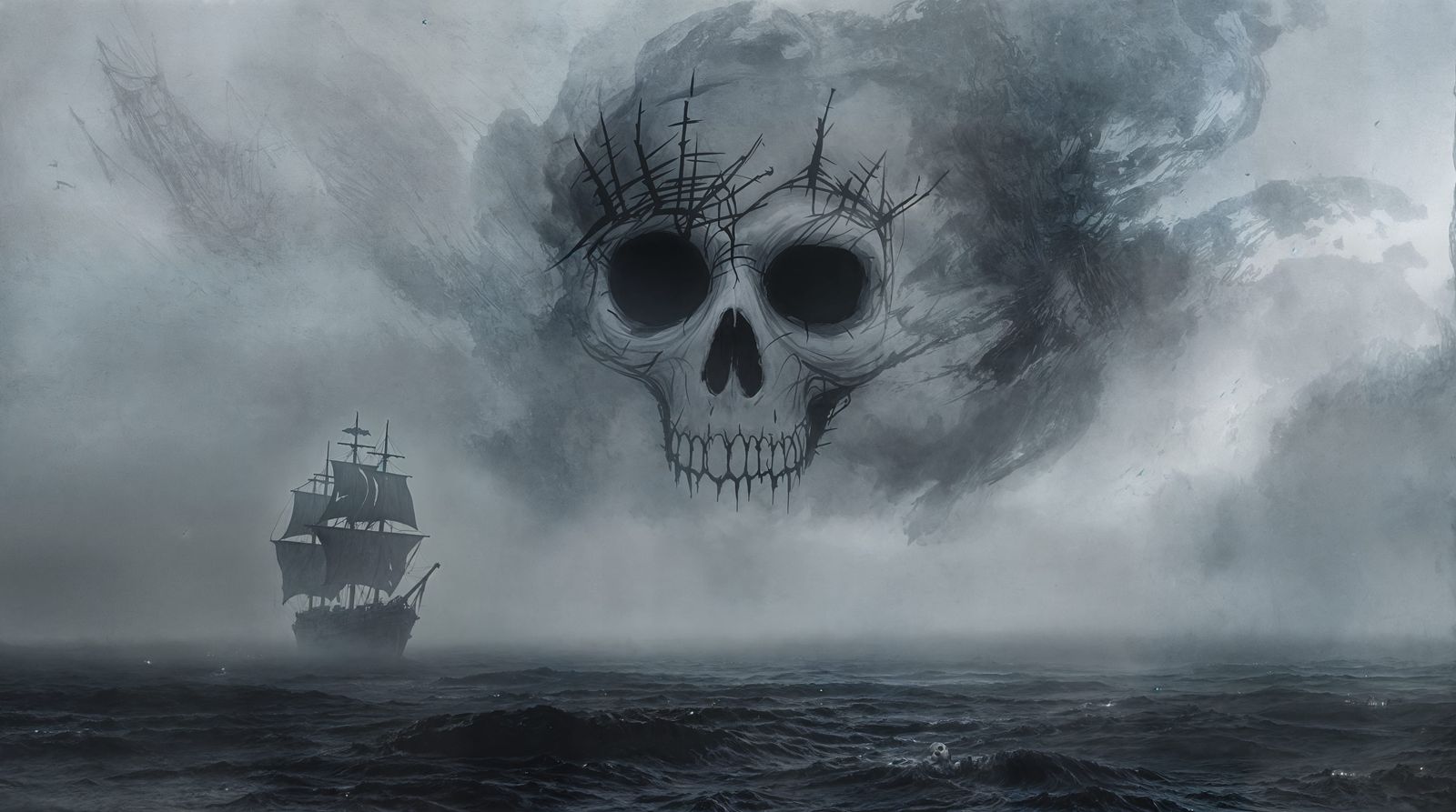 Hyperrealistic Skull Forms in Fjord Fog