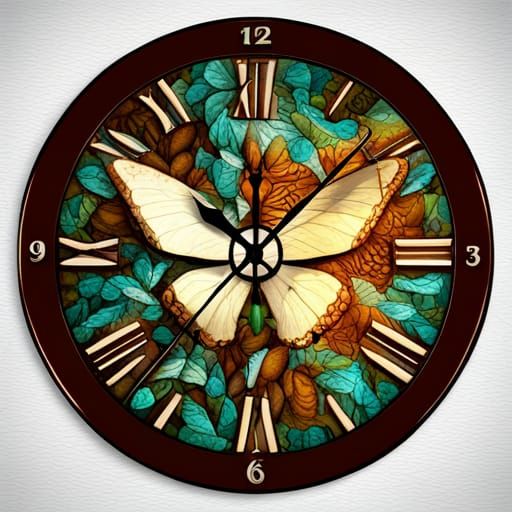 Butterfly Pattern Clock in Anime Style