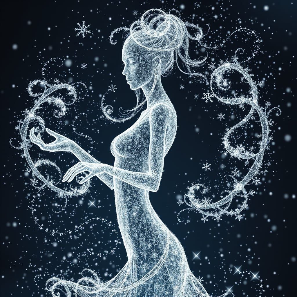 All glass figurine of an ethereal mystical woman