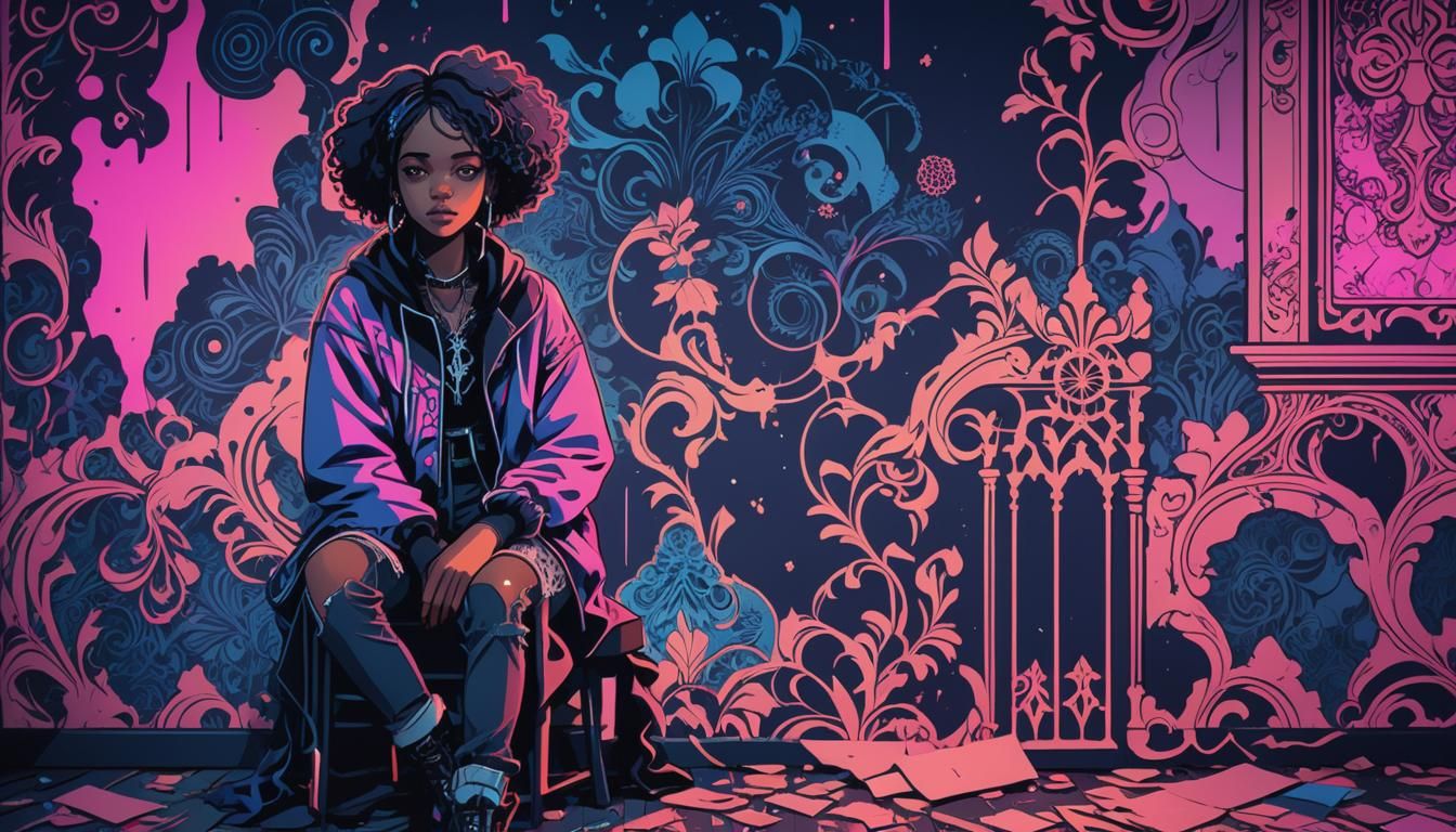 Psychedelic Anime Portrait of a Black Woman