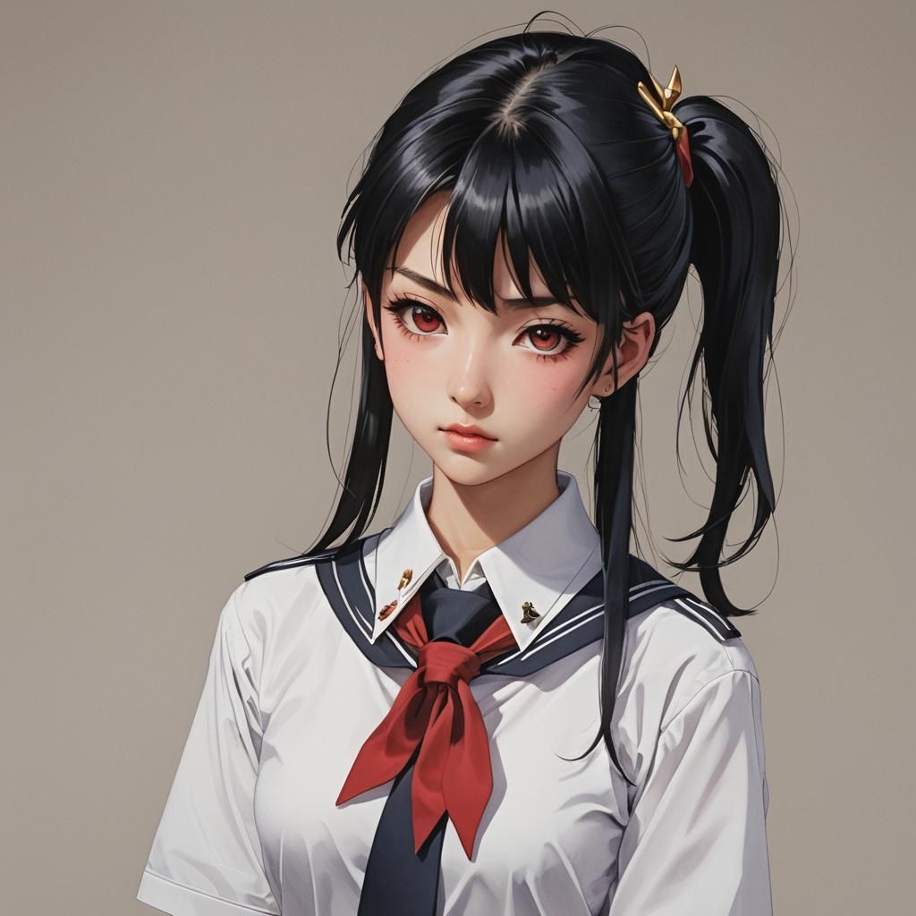 Japanese Schoolgirl Supervillain Portrait in 8K Resolution
