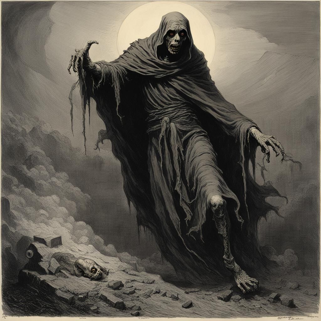 Eerie Ghoul in Horror Illustration Style