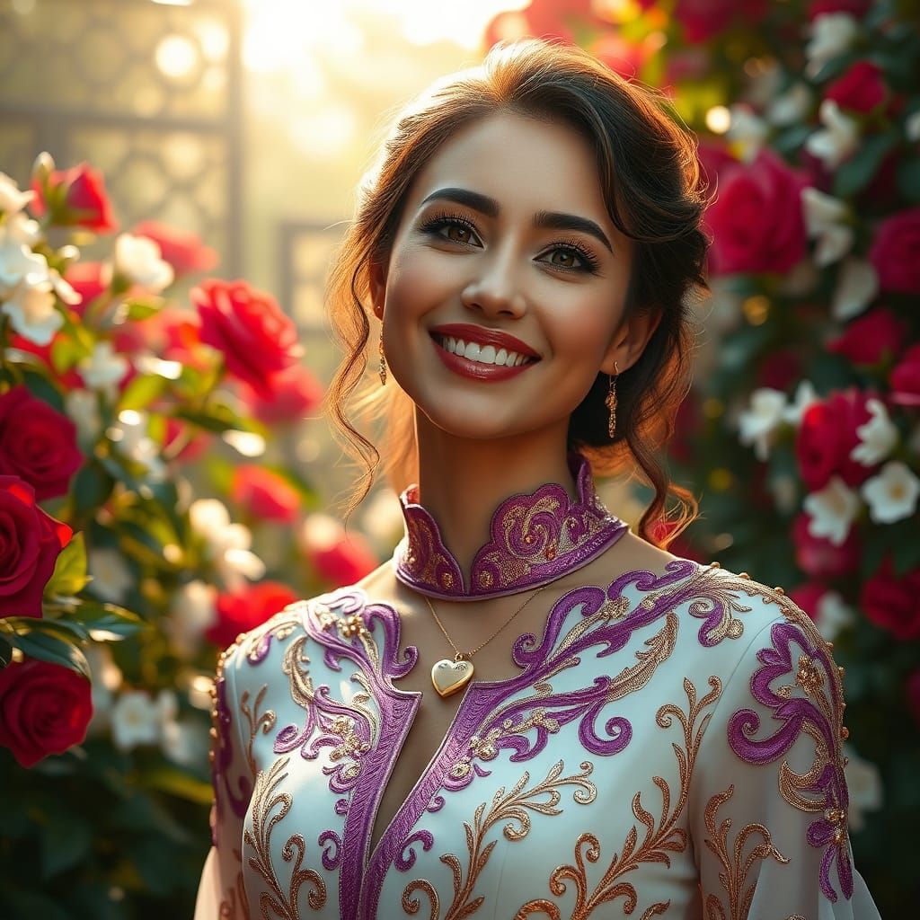 Radiant Woman in Australian Garden, Digital Art