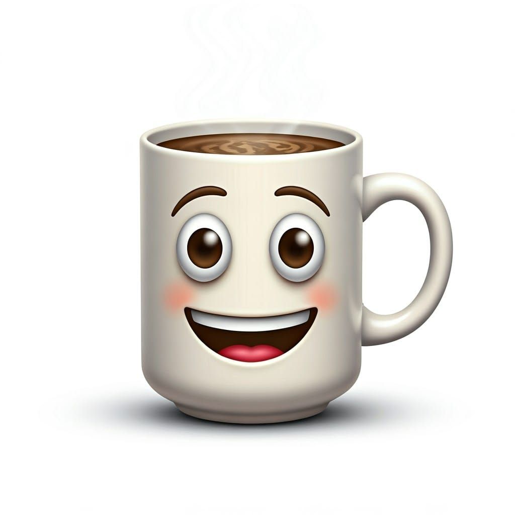 Coffee Mug Emoji on a White Background