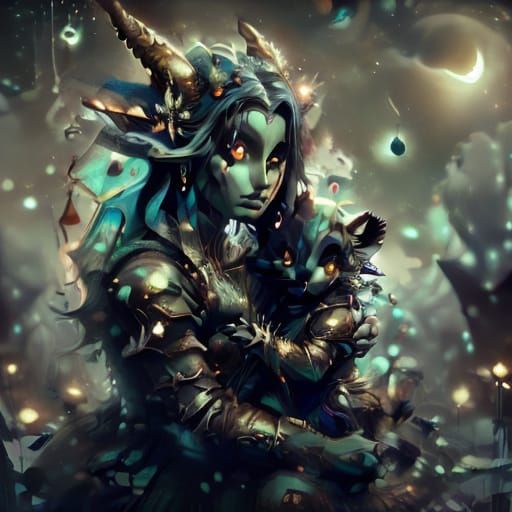 A Goddess Mother Nourishes a Star Child in a Celestial Tree ...