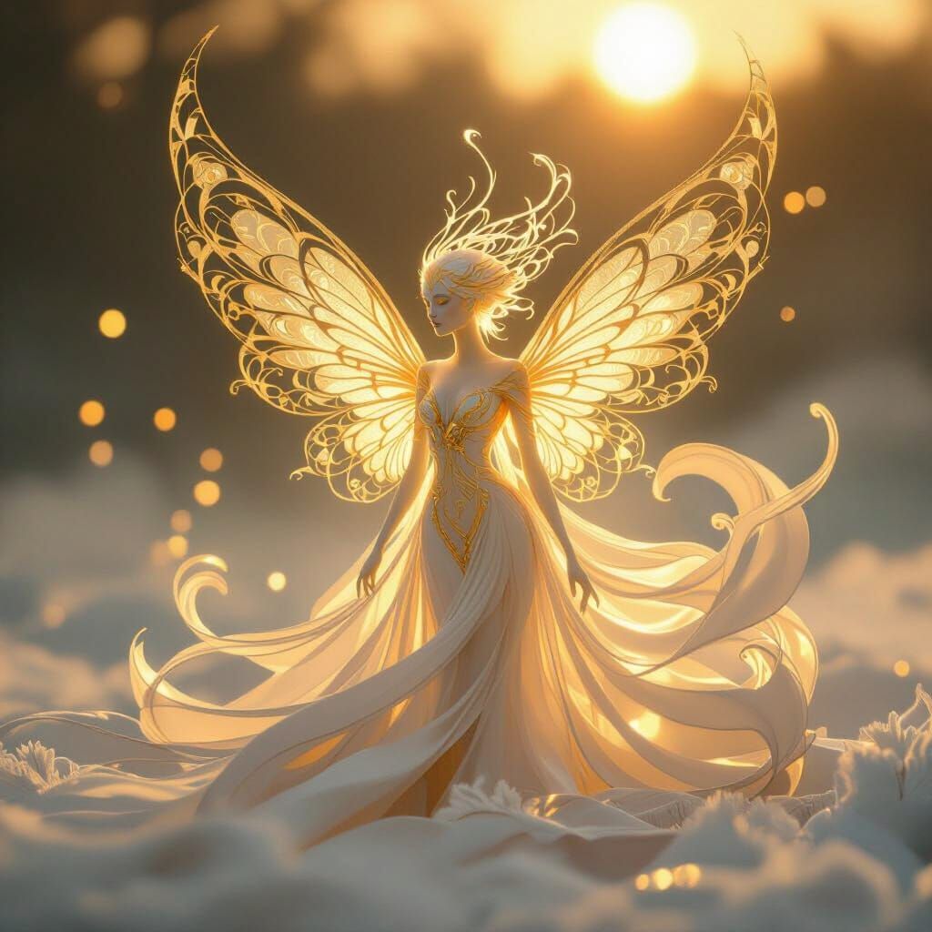 Ethereal Golden Creature in Sunrise Glow