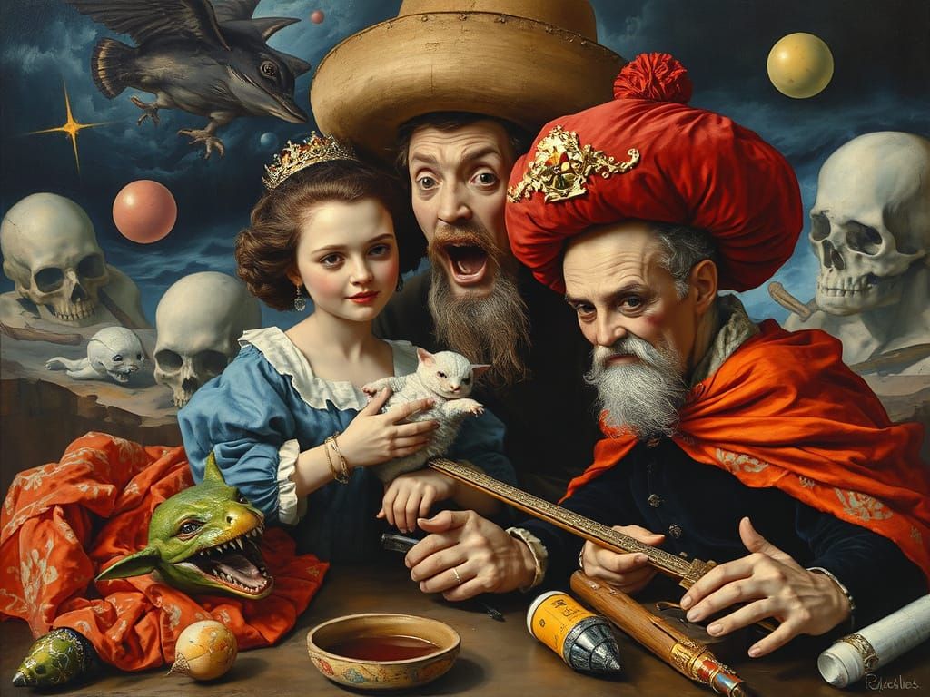 Whimsical Royal Family in Surrealist Style