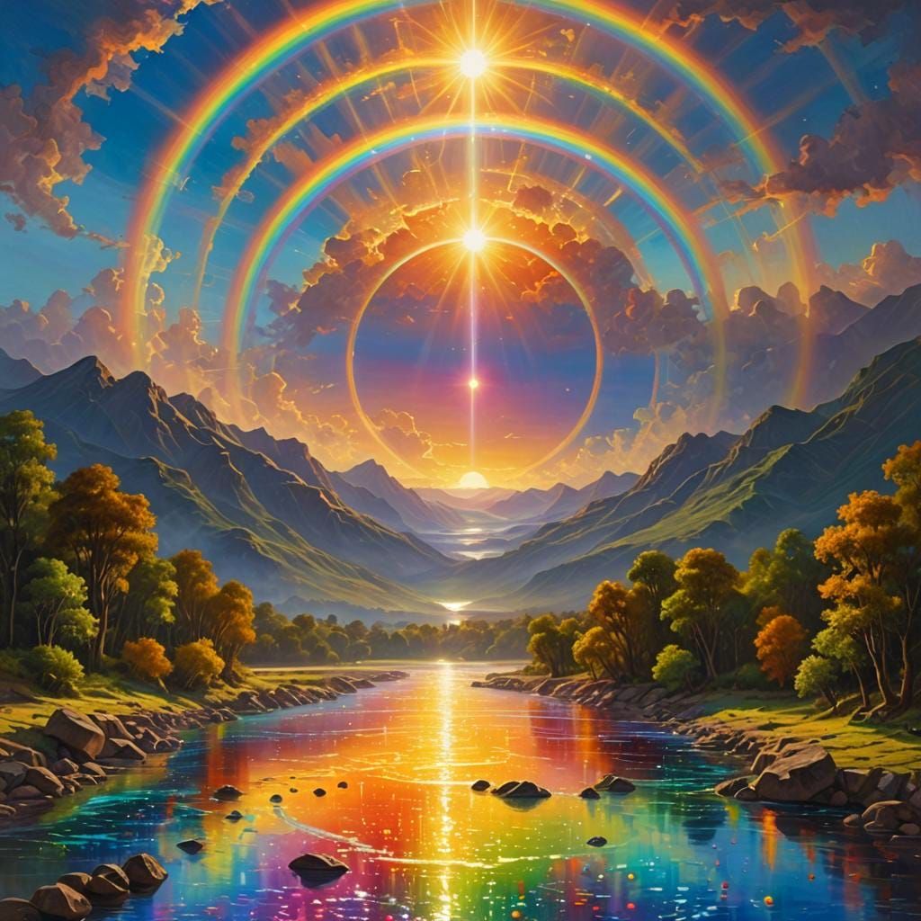 Sun Destroying River with Divine Energy, Matte Painting