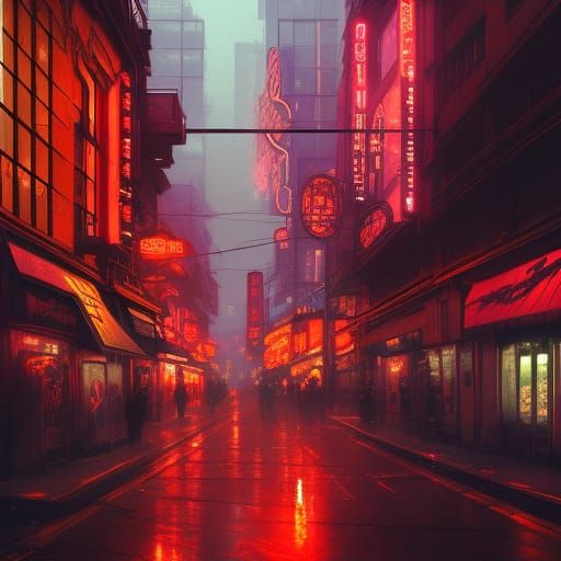 Neon Signs Illuminate Red Light District