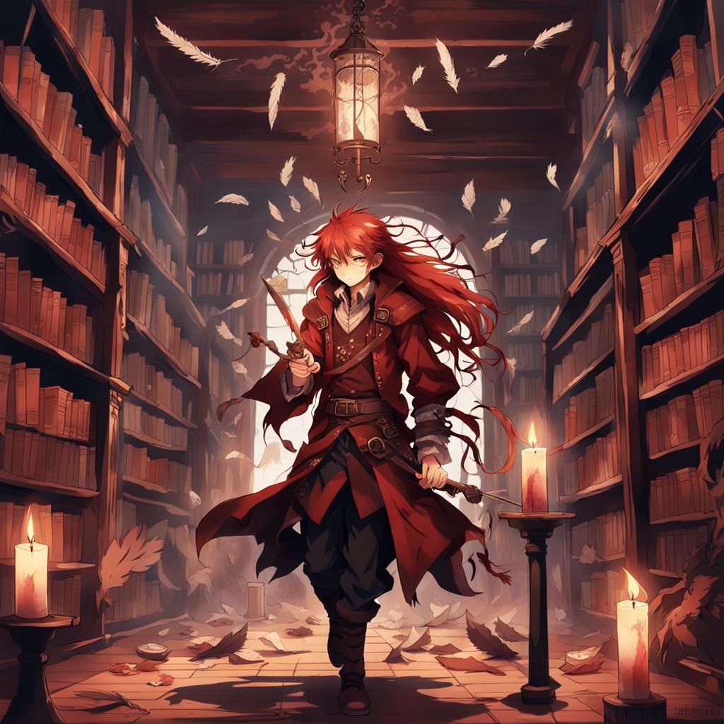 Teenage Boy Conjuring Power in Anime Style