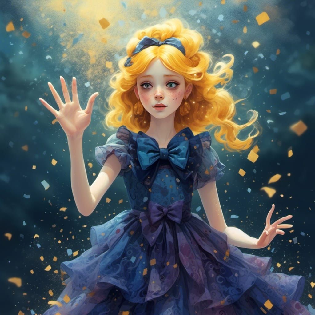 <lora:Shar:1.0>  A sad young lady in a beautiful dress, wavi...