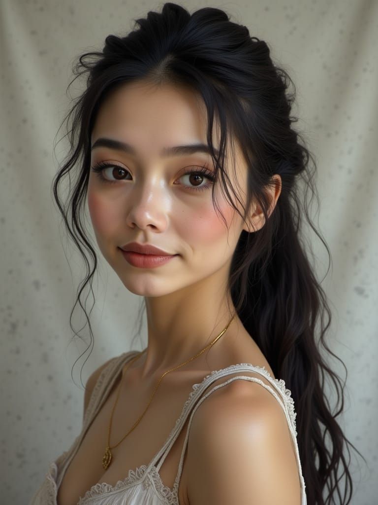 Detailed Studio Portrait of a Young Woman