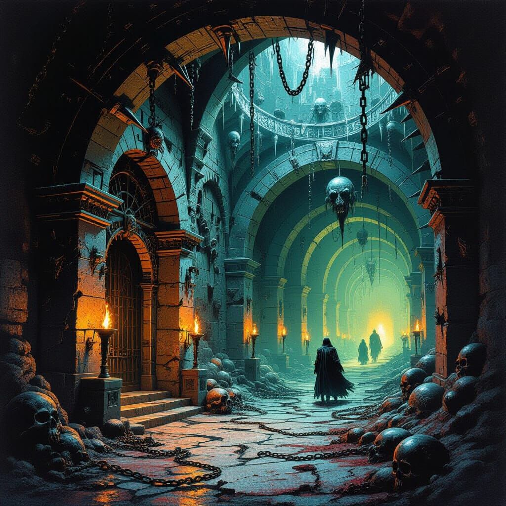 Gothic Metal Labyrinth of Spikes, Chains, and Traps