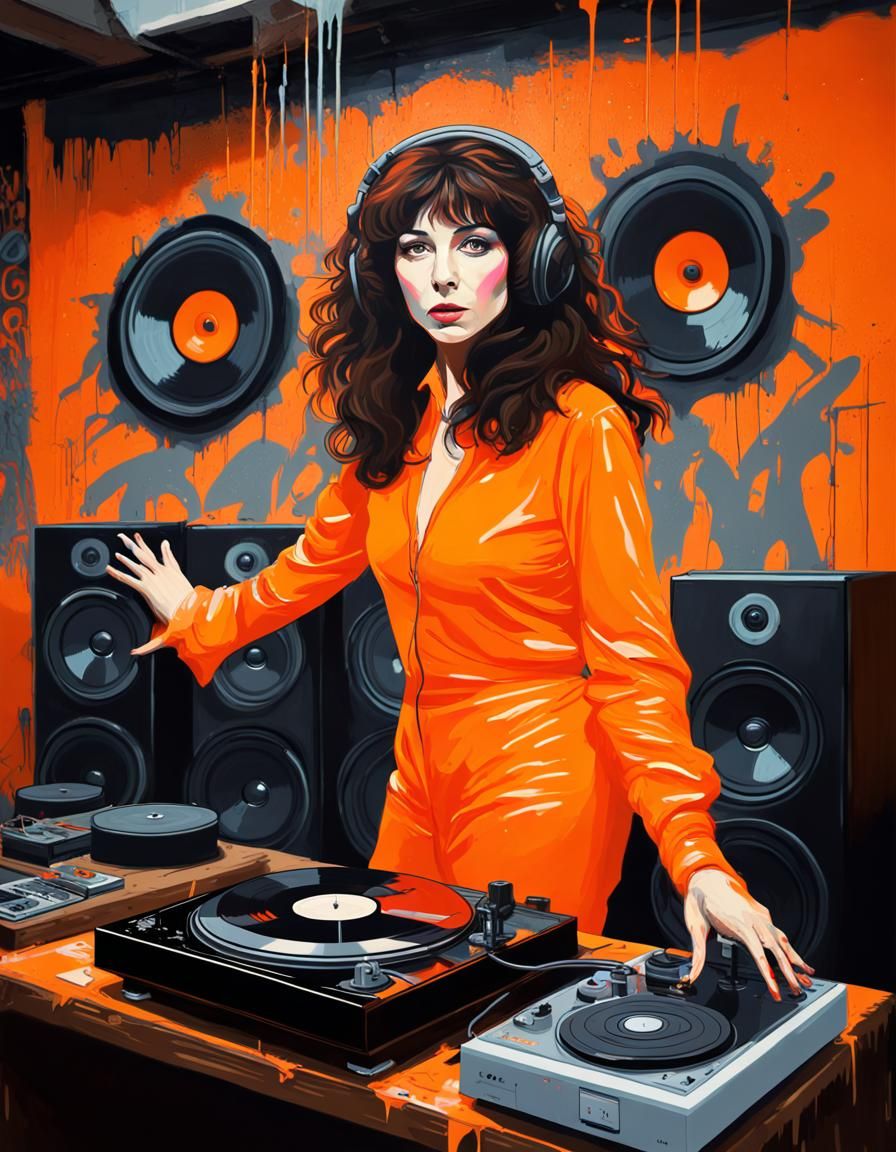 Kate Bush Graffiti Art with Turntable and Speakers