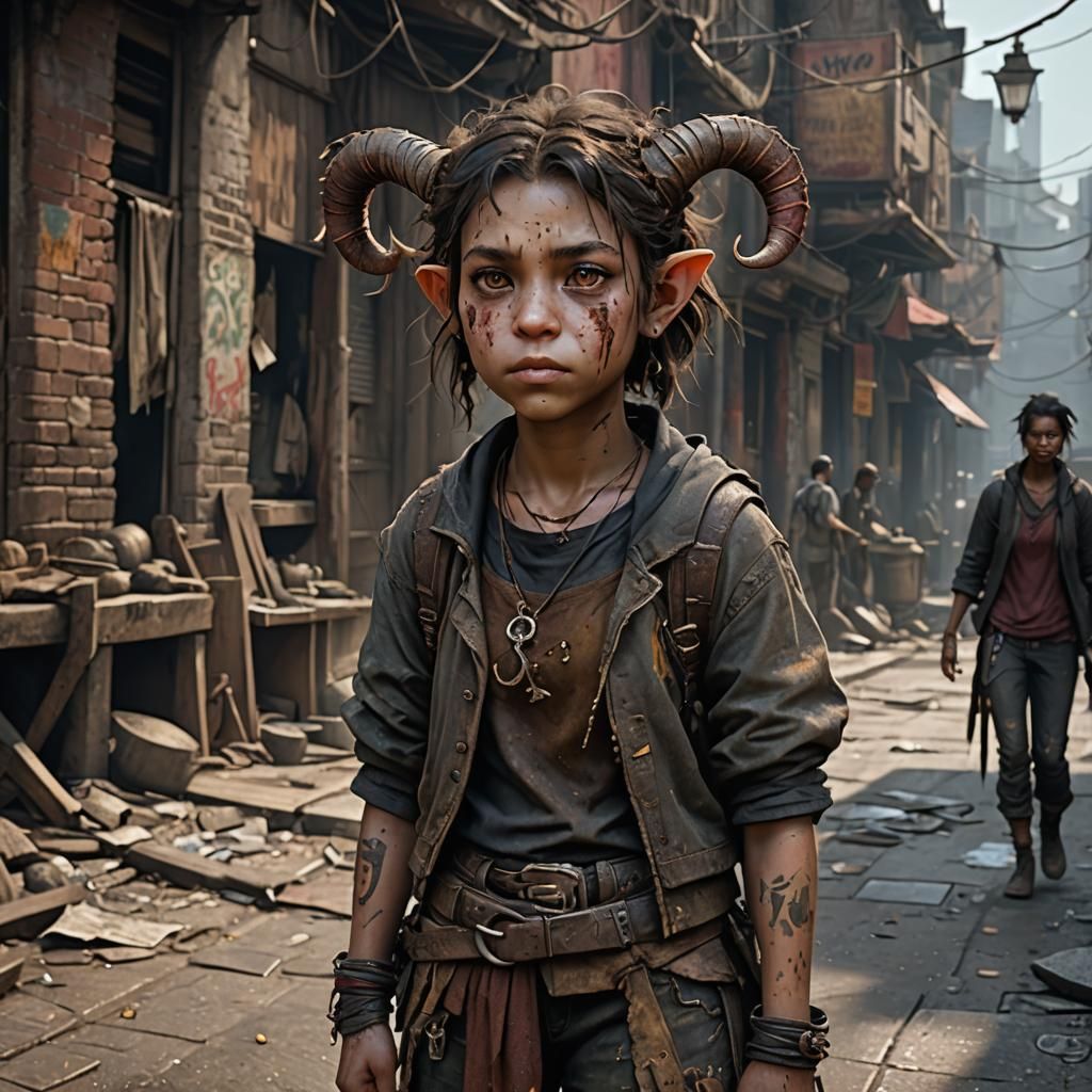 Tiefling Street Urchin in Fantasy Concept Art