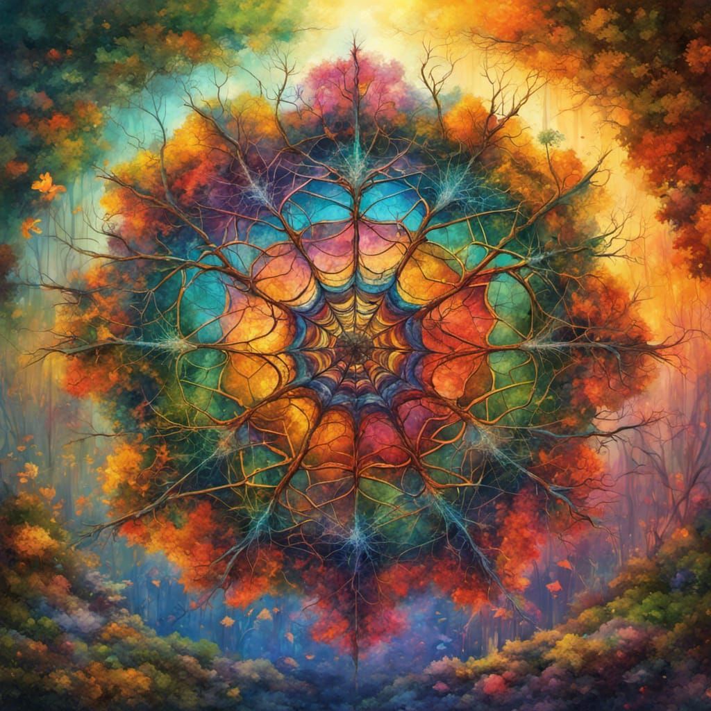 Seasonal Spiderweb Mandala: Hyperdetailed Fantasy Art