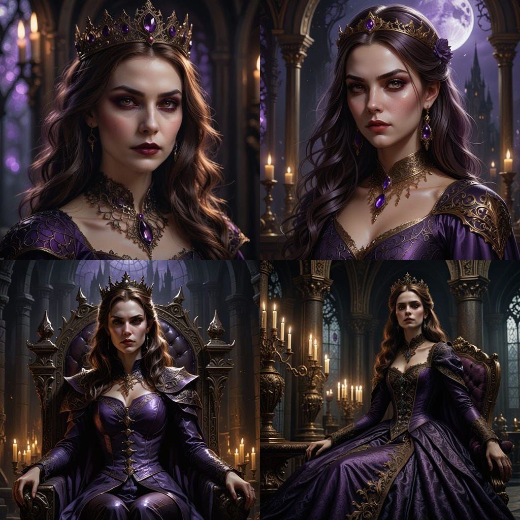 Rebecca Vampire Queen in Purple and Bronze Attire