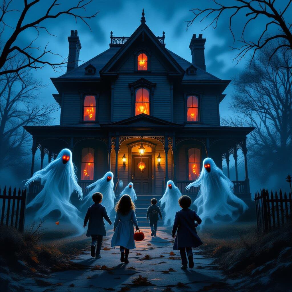 Haunted Victorian House Snatching Children at Twilight