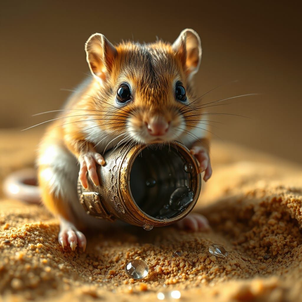 Vibrant Mouse Macro Art in Warm Golden Lighting