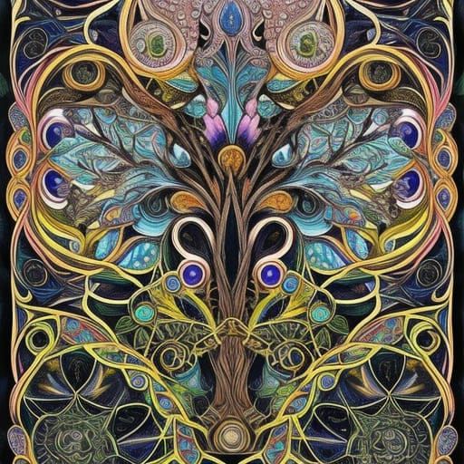 Intricate Celtic Tree of Life Coloring Page