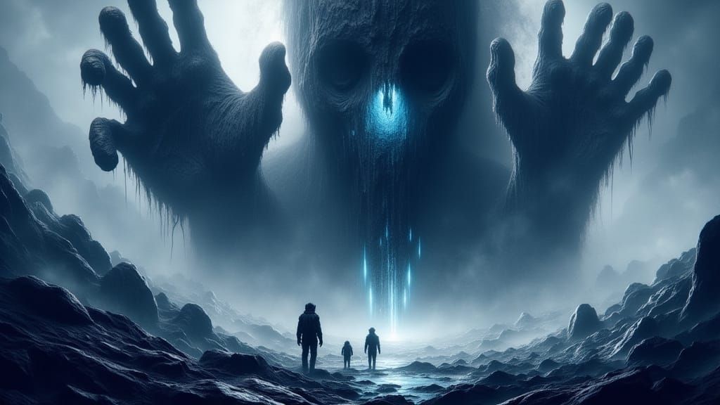 Colossal Hands Emerge: Sci-Fi Landscape