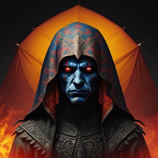 Dramatic Satanic Priest Portrait in Splash Art Style