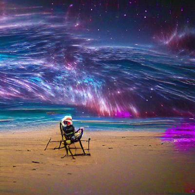 Astronaut Relaxing in Beach Chair in Cosmos 8K