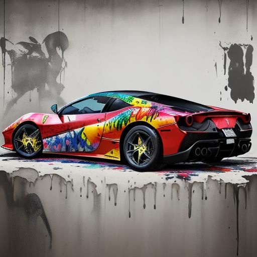 Ferrari Hawaii Graffiti Art in Splash Art Style