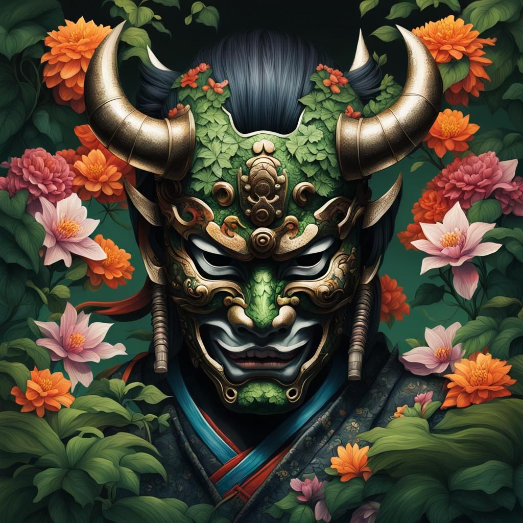 Samurai Warrior Portrait in Temple Ruins