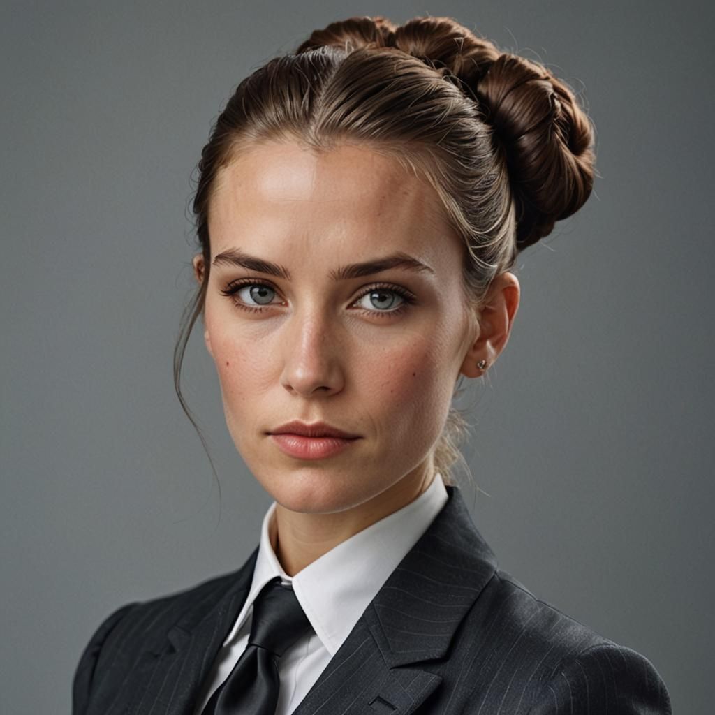 Elegant Woman in Leather Suit: Professional Portrait