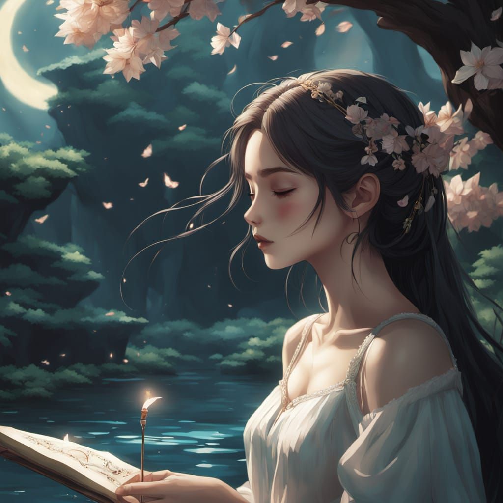 Mystical Lyre in Ghibli-esque Anime Style