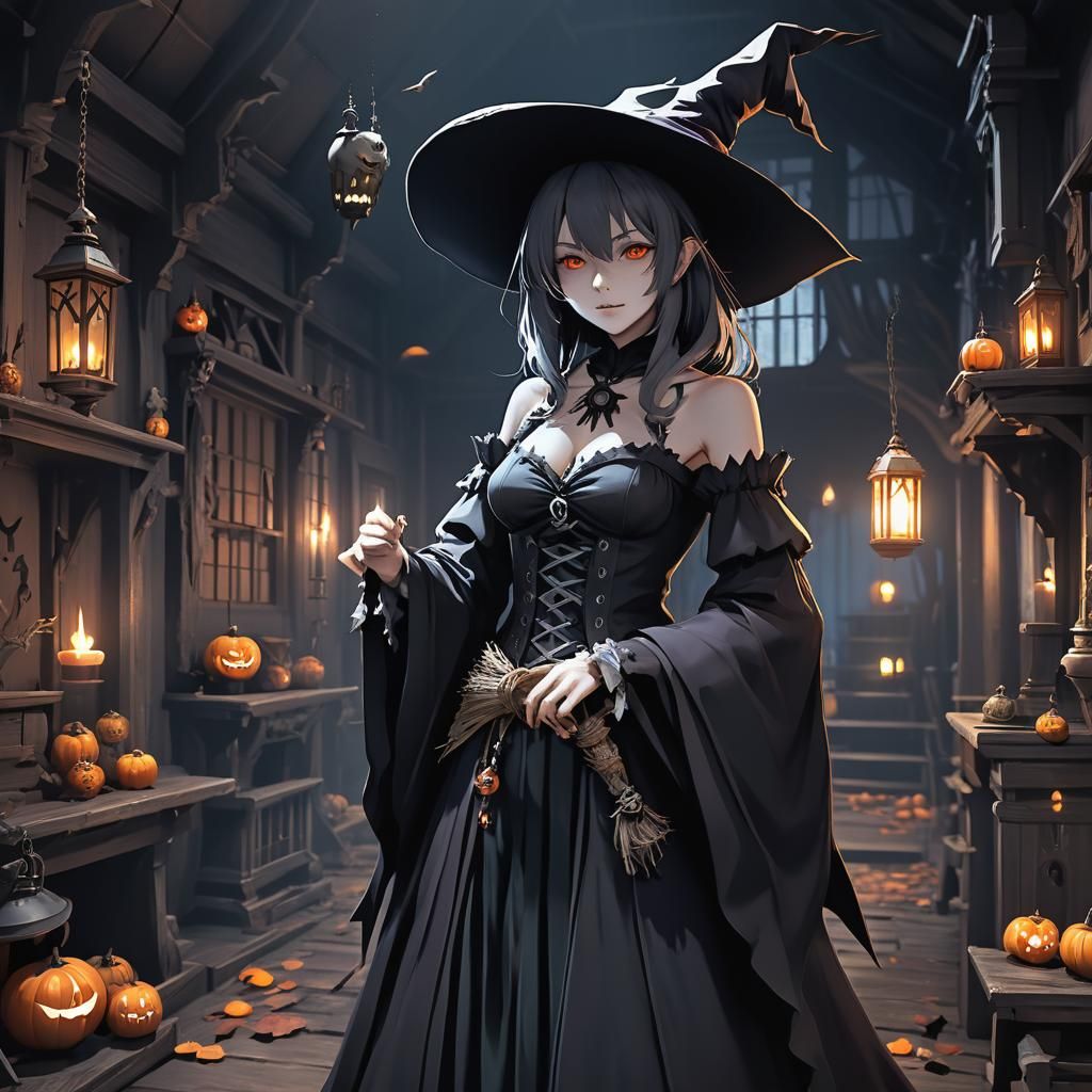 Evil Witch in Haunted House: 3D Anime Art