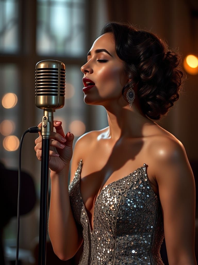 Elegant Jazz Diva in Vintage Style