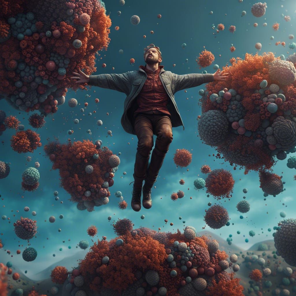 Man Floating in Air: Detailed Matte Painting