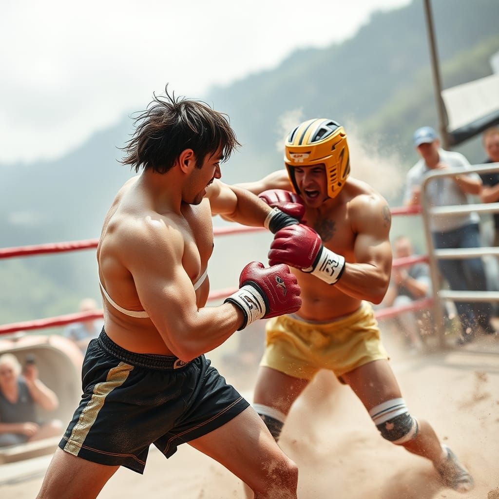 Vintage Fight Scene in Cinematic Style