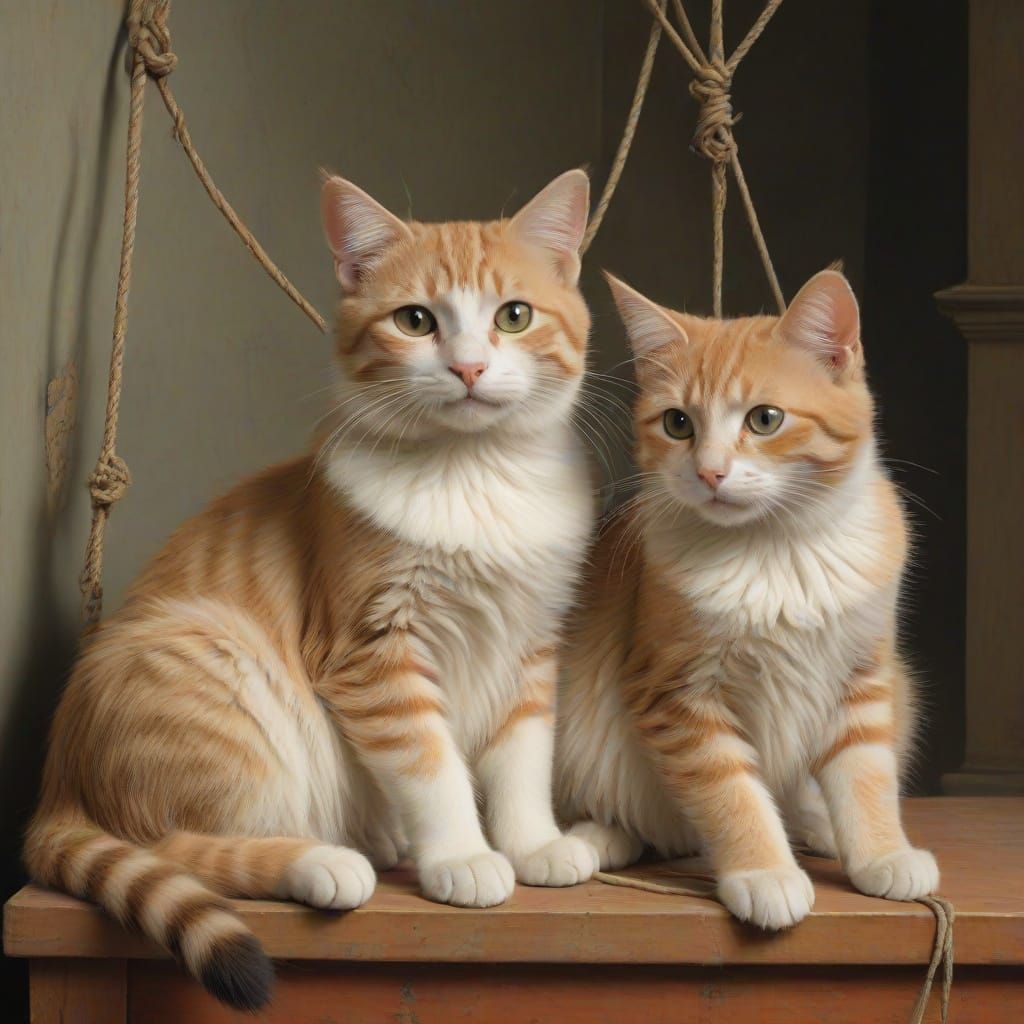 Intricate Cat's Cradle Game in Renaissance Style