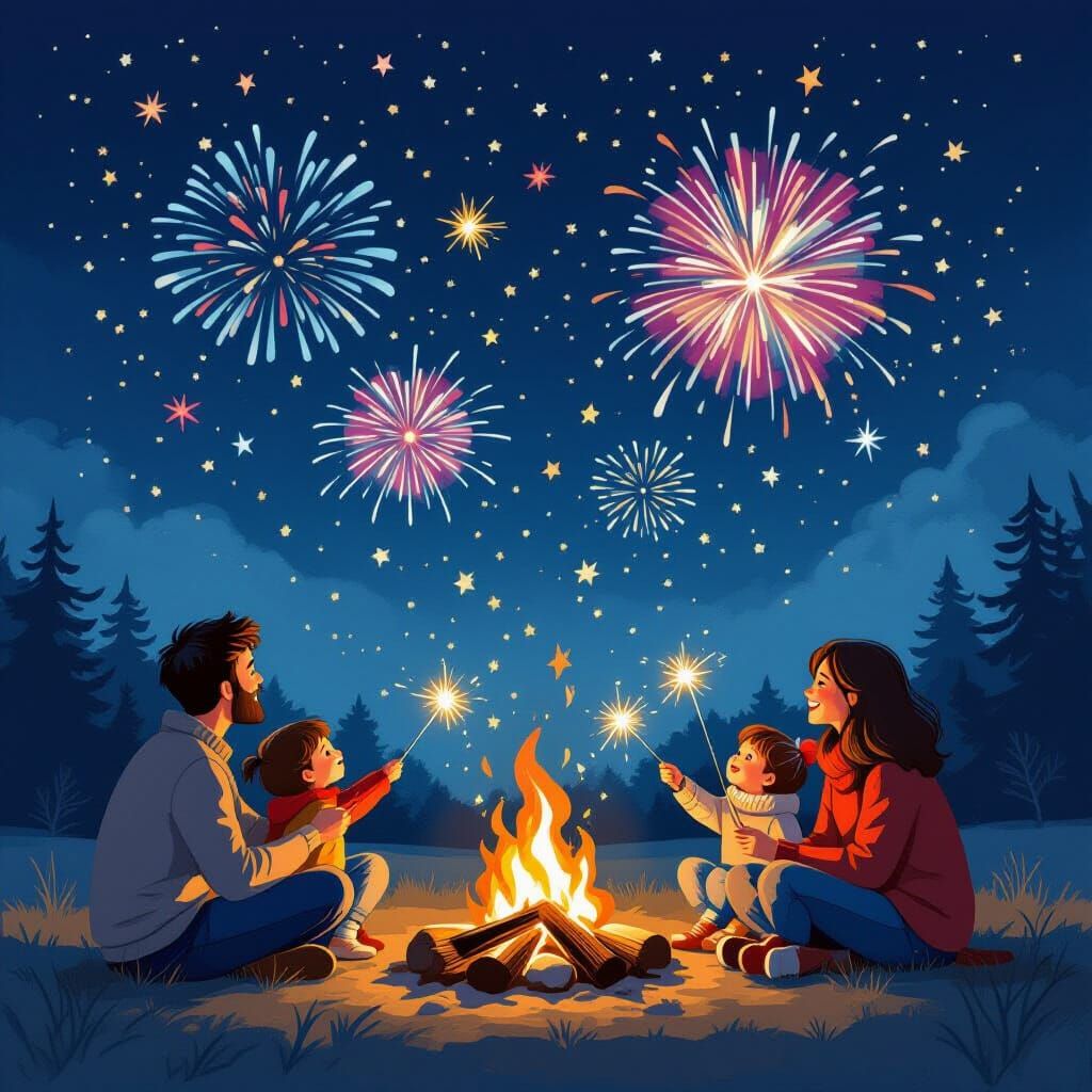 Family Bonfire Magic: Fireworks and Sparklers