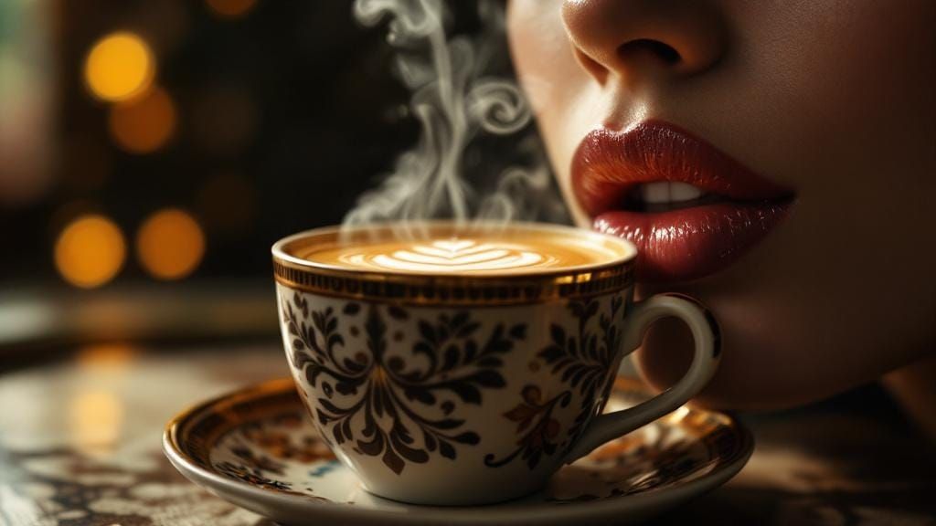 Milk Foam Mustache: A Hyperrealistic Cappuccino Moment