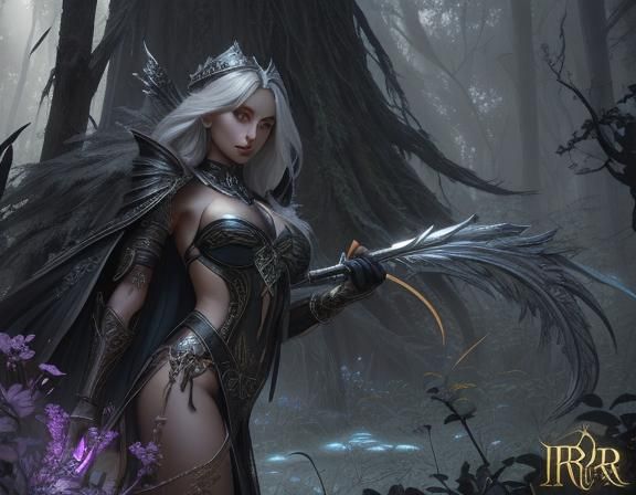 Drow Raiders in Eerie Surreal Forest Scene