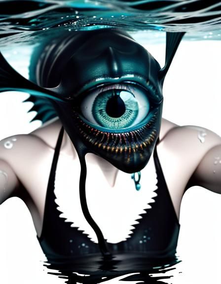Horrifying Sleep Paralysis Demon Eye Underwater Photo