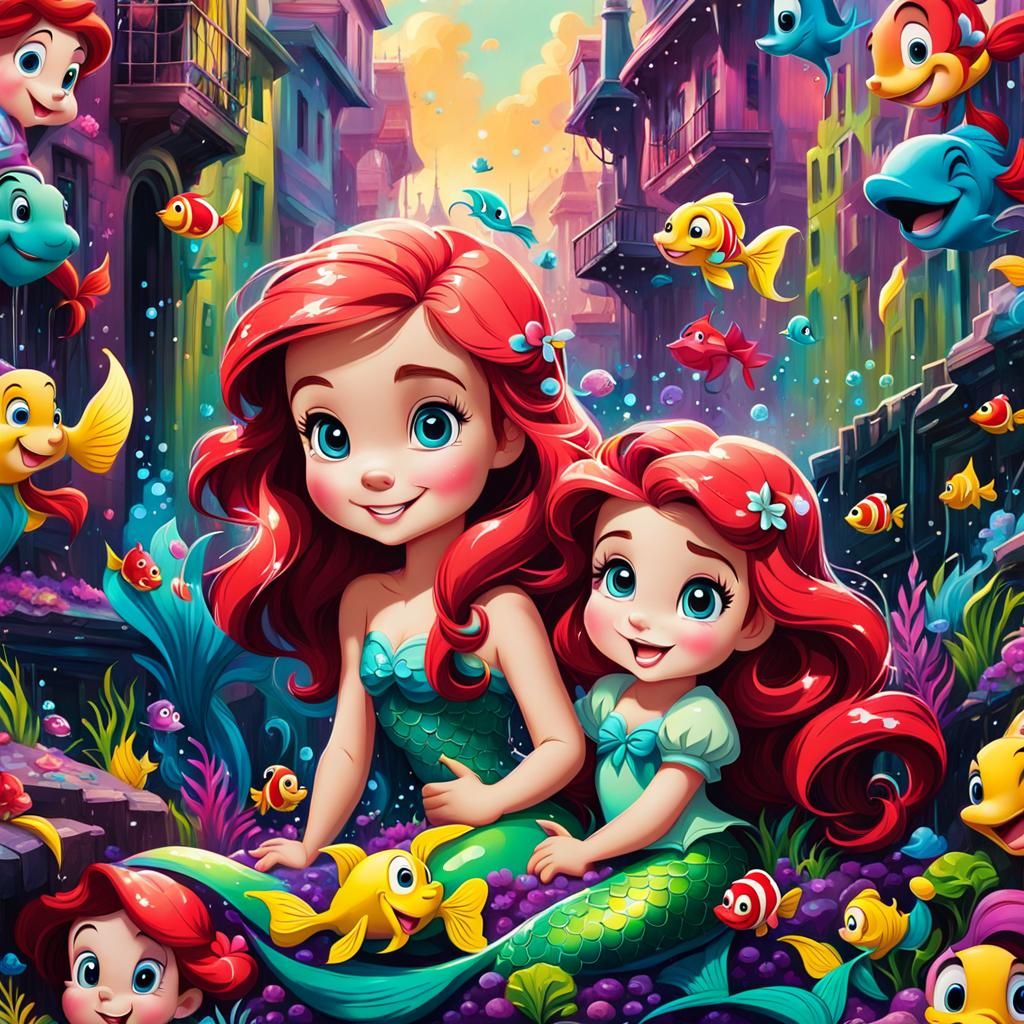 Disney Little Mermaid in Graffiti Art Style