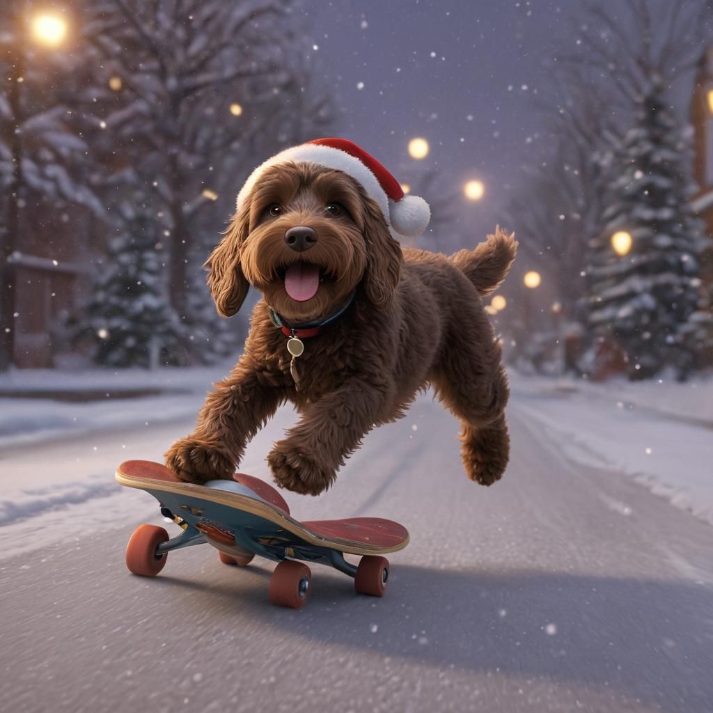 Skateboarding Cockapoo