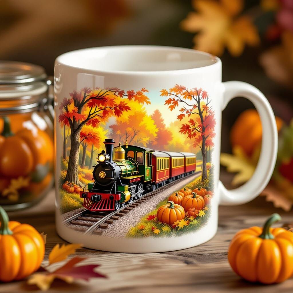 Miniature Train in Autumn Jar