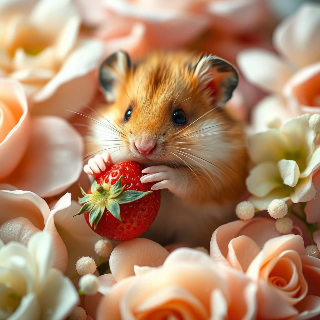 Whimsical Hamster Amidst Pastel Blooms