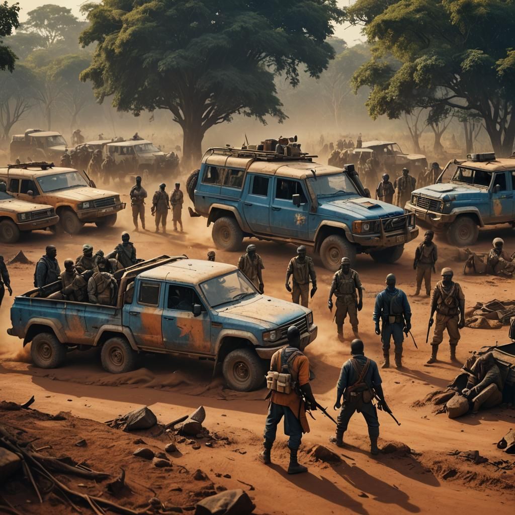 Rebels in the Central African Republic, Digital Matte Painti...