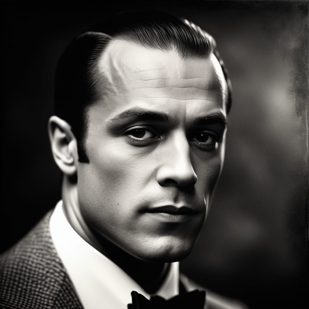 Rudolph Valentino Portrait in Duotone Halftone