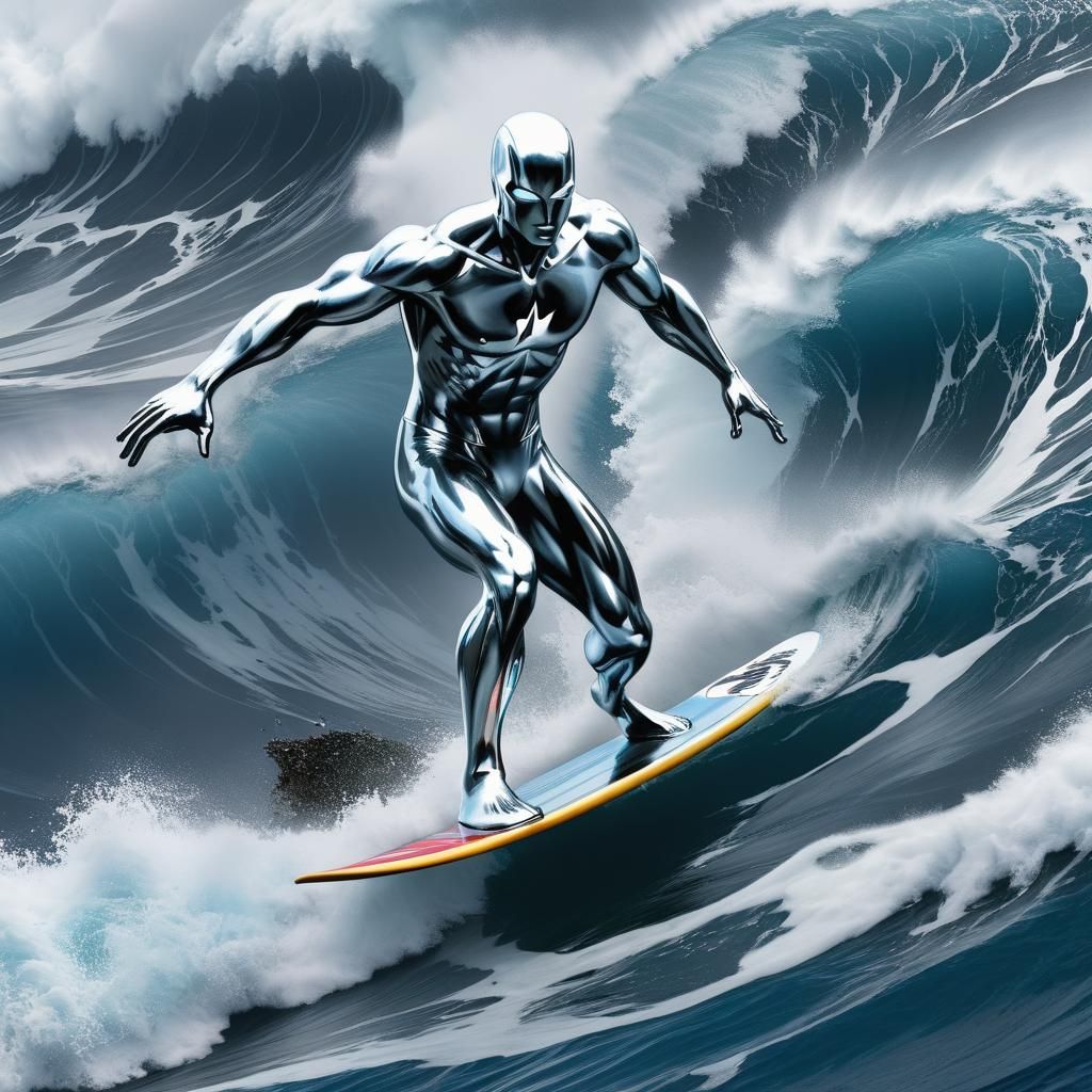 Silver Surfer Rides a Giant Tsunami Wave